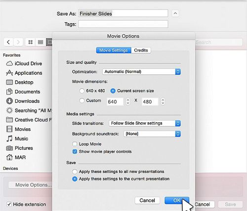 where to change display settings on mac for powerpoint